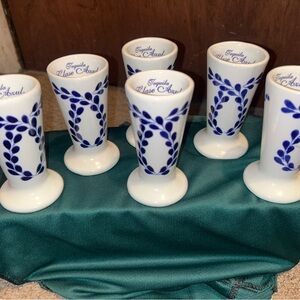 Blue and White Ceramic Shot Glass Set